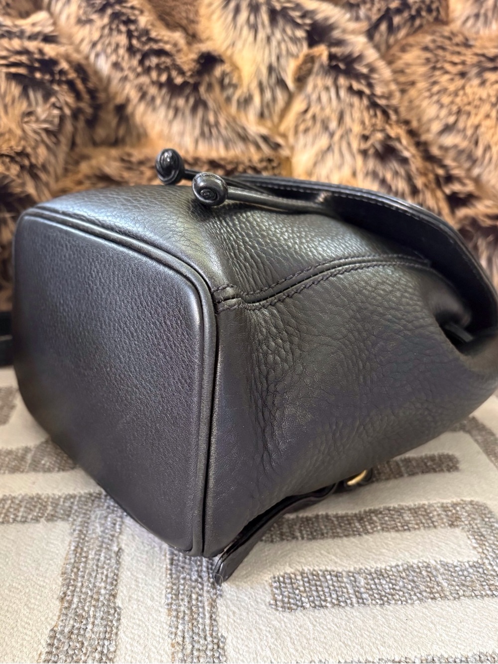 Vintage Coach Black Leather Sonoma Drawstring Backpack ~ 4925! - Picture 7 of 11